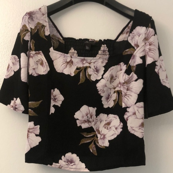 Free Press Floral Print Crop Top Short Sleeves - Picture 5 of 12